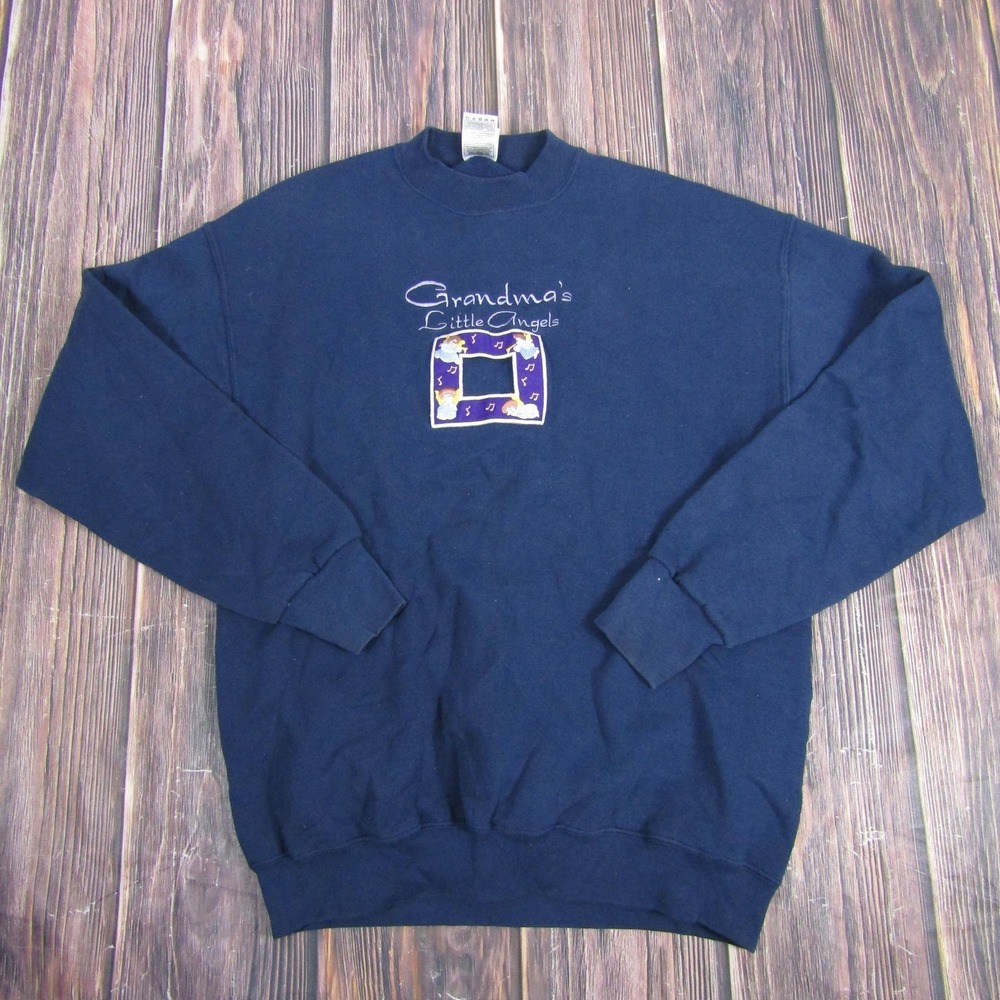 Vintage Grandma Sweatshirt Womens Large‎ Grandma's Little Angels Embroidered